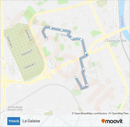 Plan de la ligne THIAIS de bus
