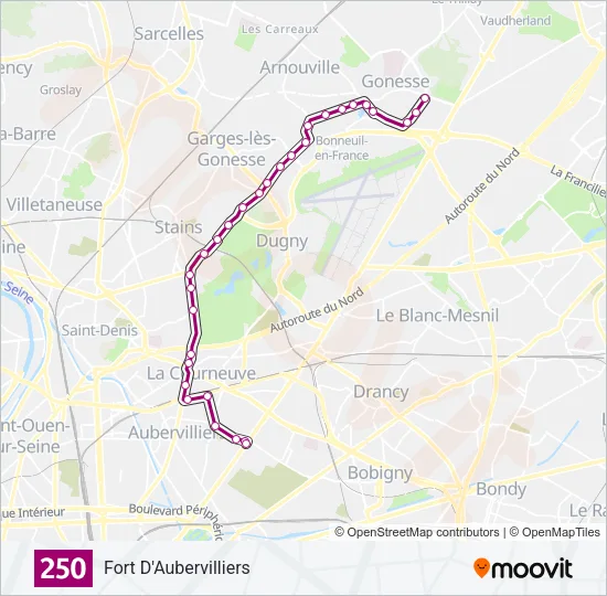 250 Bus Line Map