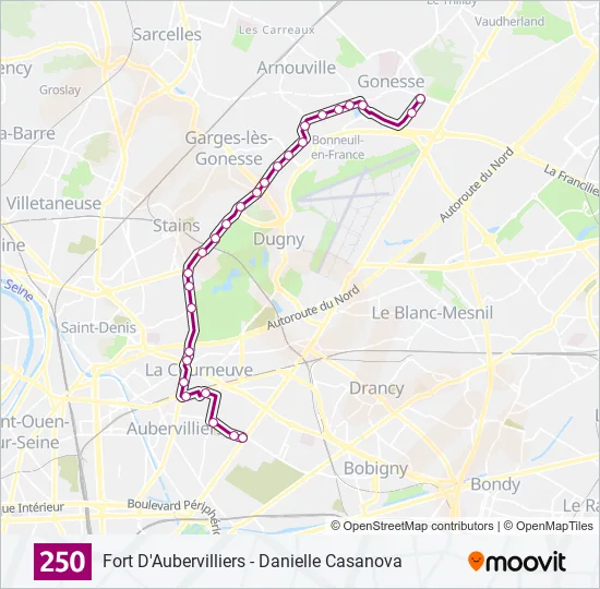 250 Bus Line Map