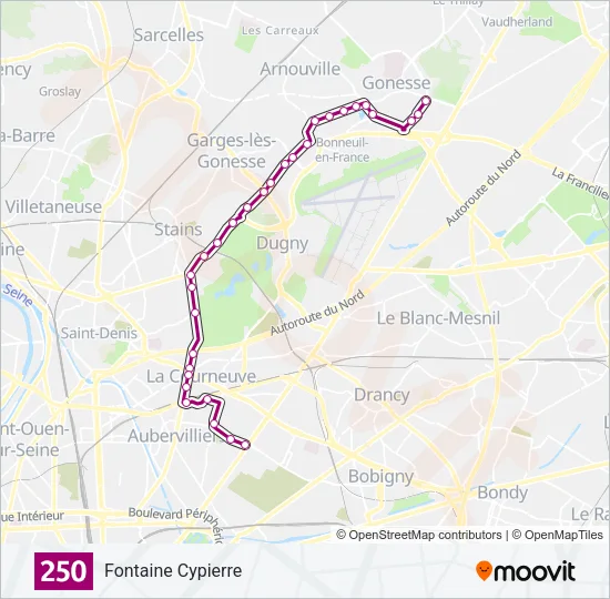 250 Bus Line Map