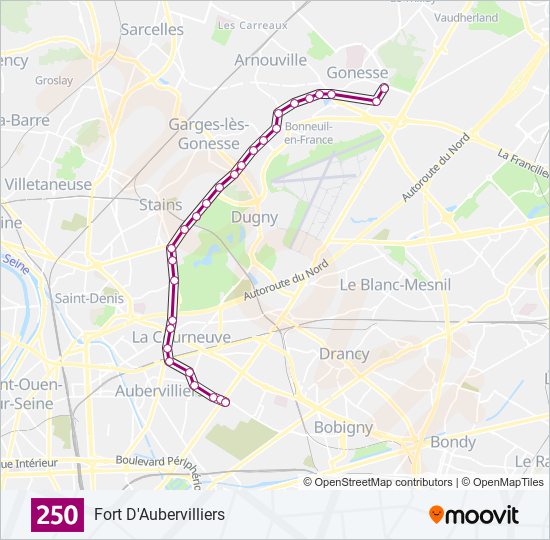 250 Route: Schedules, Stops & Maps - Fort D'Aubervilliers (Updated)