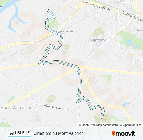 LBLEUE Bus Line Map