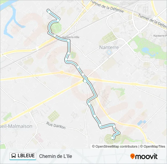 LBLEUE Bus Line Map