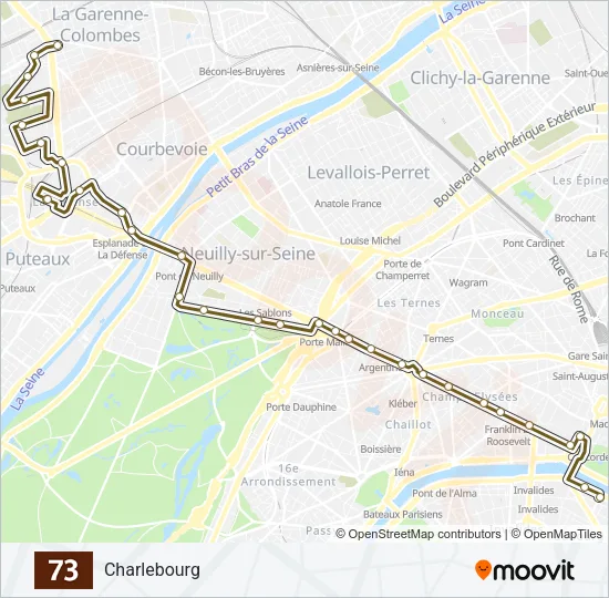 73 Bus Line Map