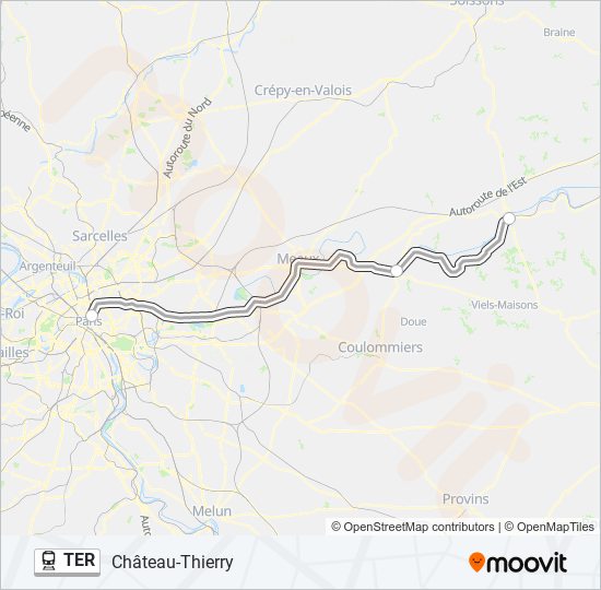 Plan de la ligne TER de train