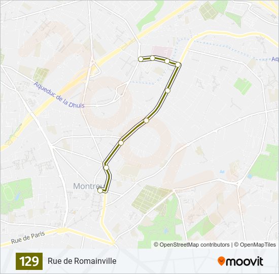 Plan de la ligne 129 de bus