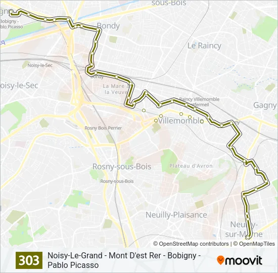 303 Bus Line Map