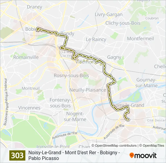 303 Bus Line Map