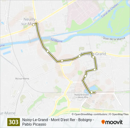 303 Bus Line Map