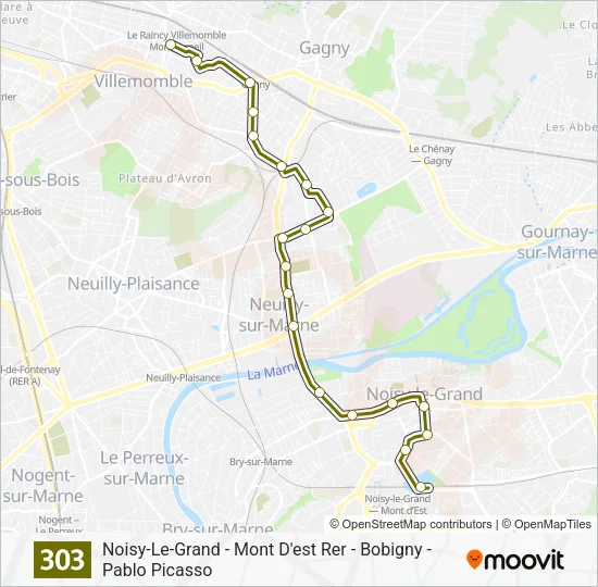 Mapa de 303 de autobús