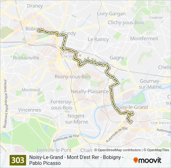 303 Bus Line Map