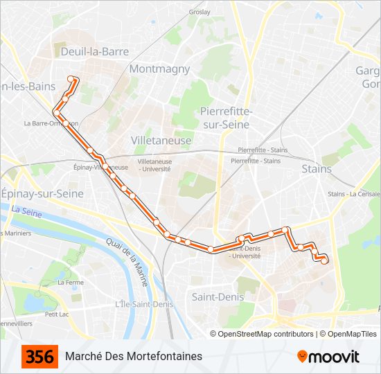 Plan de la ligne 356 de bus
