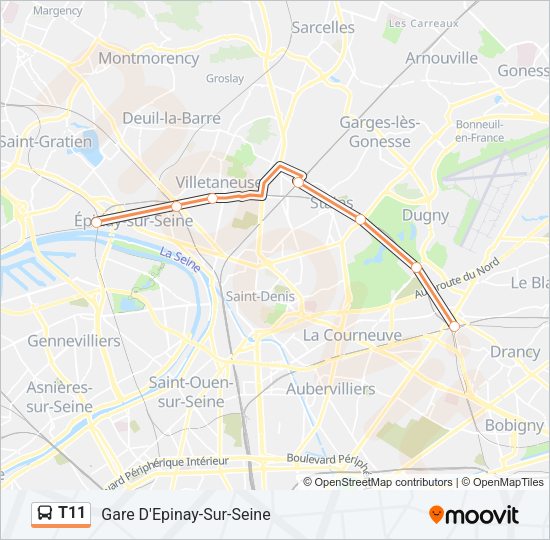 T11 Bus Line Map
