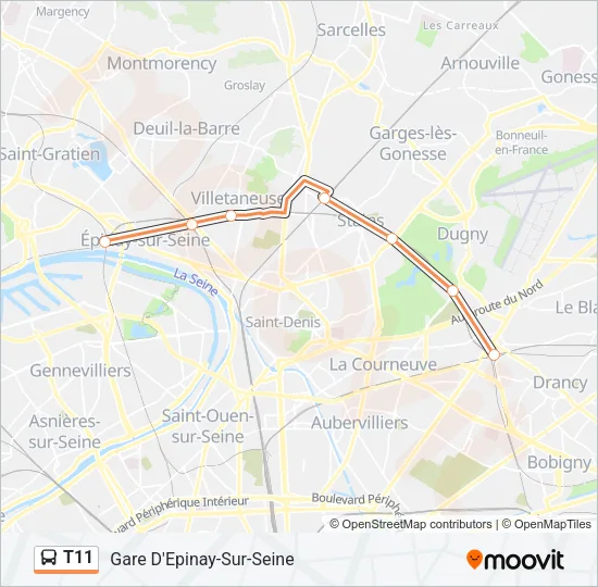 T11 Bus Line Map