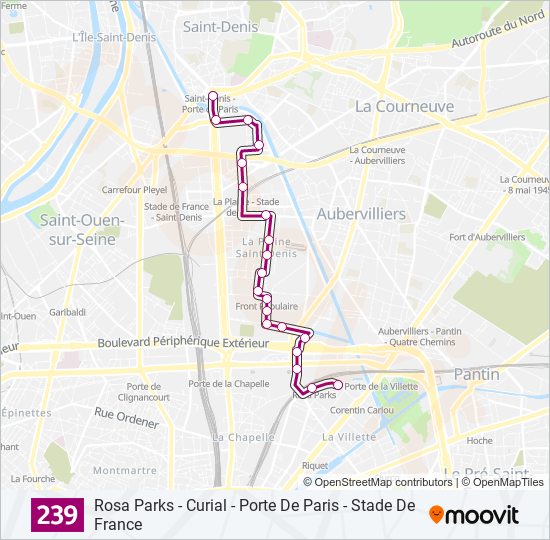 Plan de la ligne 239 de bus