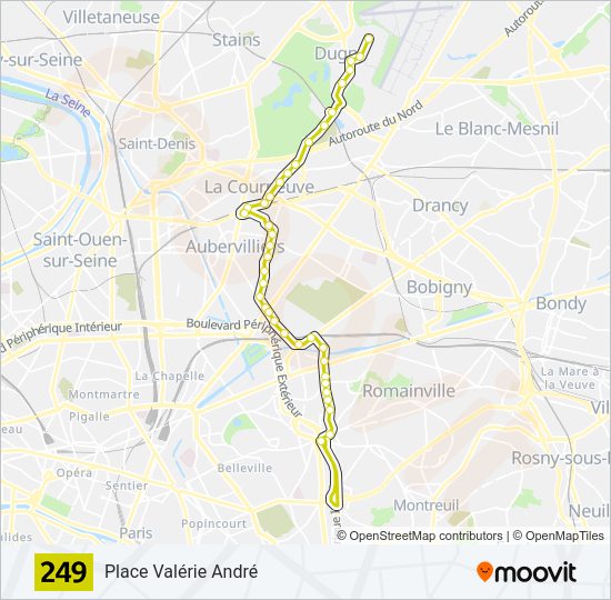Plan de la ligne 249 de bus