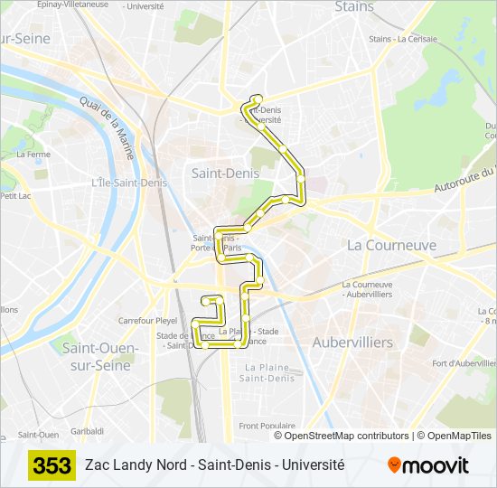 353 Itin raire Horaires Arr ts Plan Saint Denis Universit mis