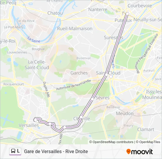 Plan de la ligne L de bus