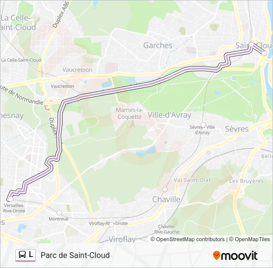 Plan de la ligne L de bus