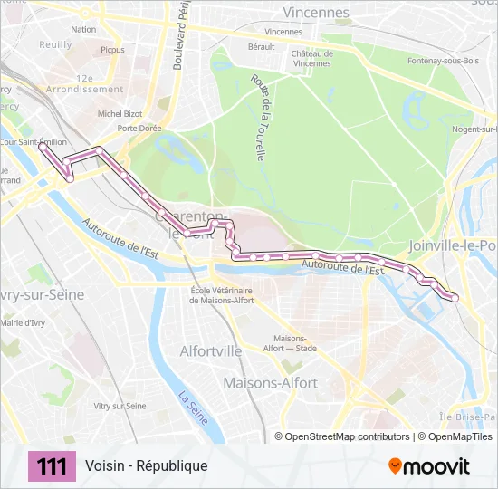 111 Bus Line Map