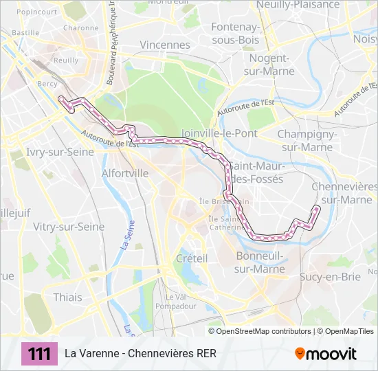111 Bus Line Map