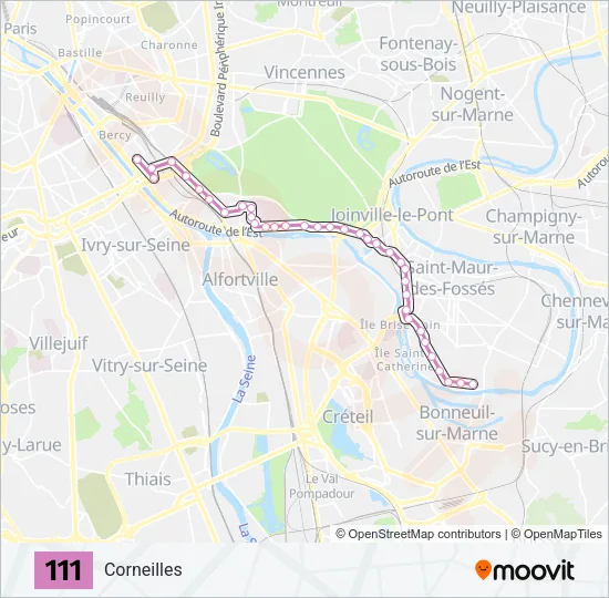 111 Bus Line Map