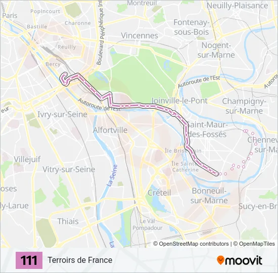 111 Bus Line Map