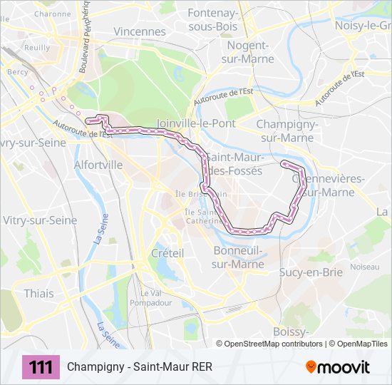 Plan de la ligne 111 de bus