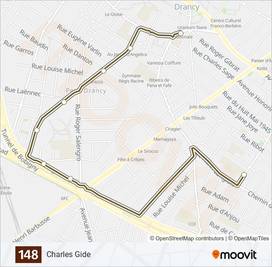 148 bus Line Map