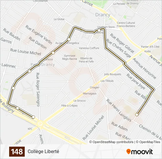 148 Bus Line Map