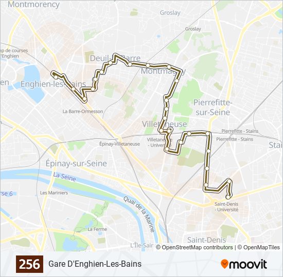 Plan de la ligne 256 de bus