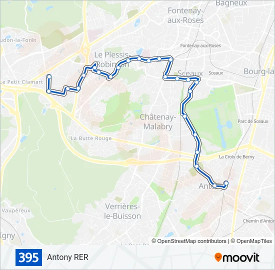 395 Bus Line Map