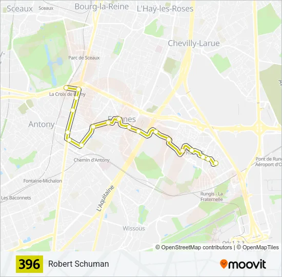 Plan de la ligne 396 de bus