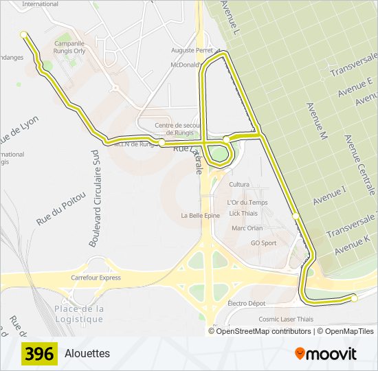 Plan de la ligne 396 de bus