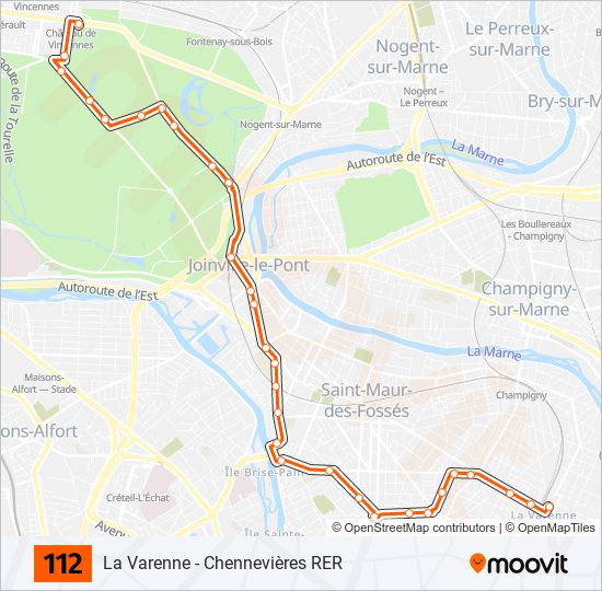 112 Itinéraire Horaires, Arrêts & Plan La Varenne Chennevières RER (mis à jour)