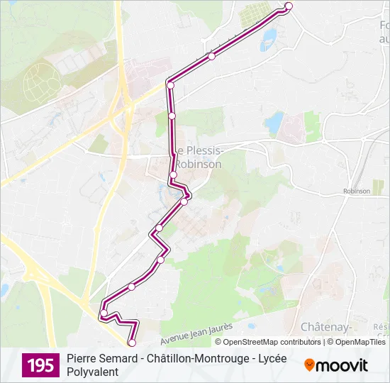 195 Bus Line Map