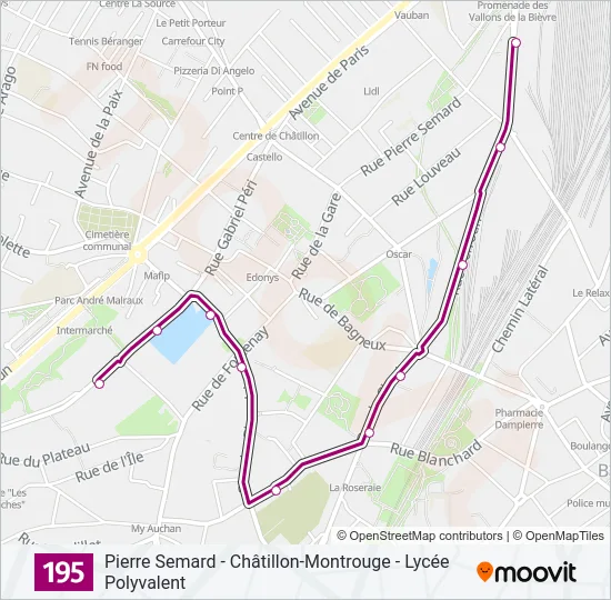 Plan de la ligne 195 de bus