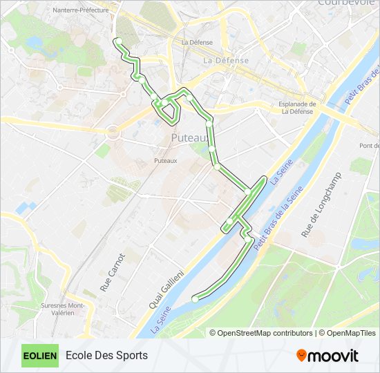 Plan de la ligne EOLIEN de bus