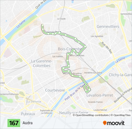 Plan de la ligne 167 de bus