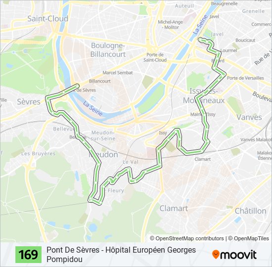 Plan de la ligne 169 de bus