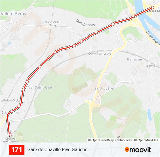 Plan de la ligne 171 de bus