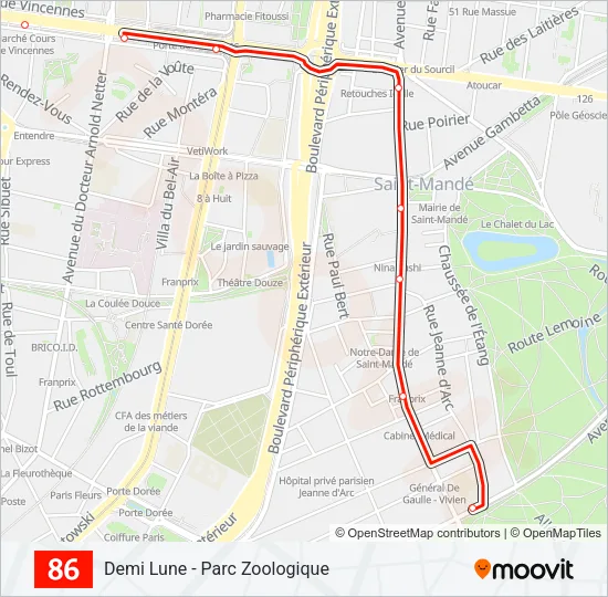 86 Bus Line Map