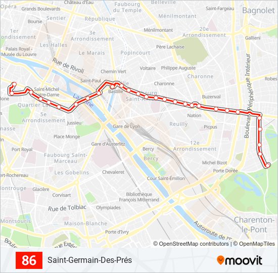 Bus 86 Route Schedule 86 Route: Schedules, Stops & Maps - Saint-Germain-Des-Prés (Updated)