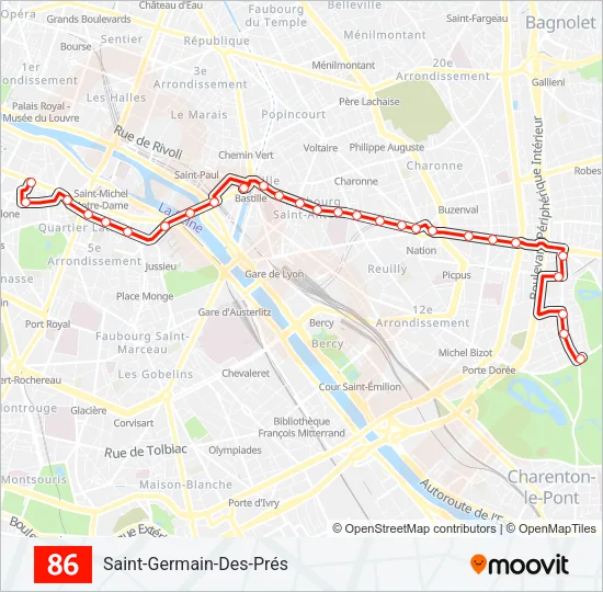 86 Bus Line Map