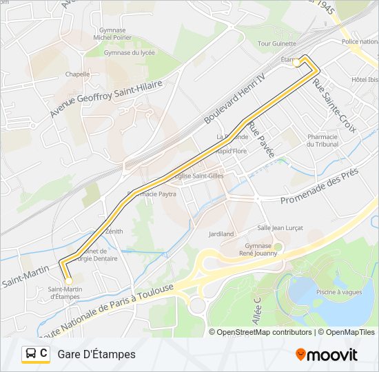 Plan de la ligne C de bus