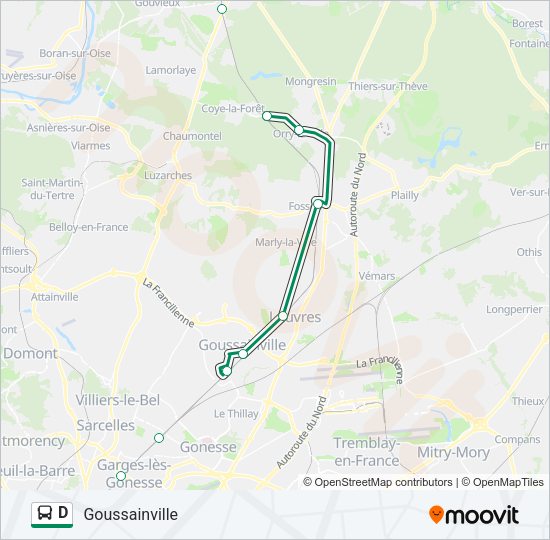 Plan de la ligne D de bus