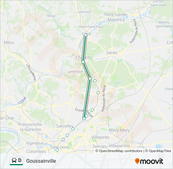 Plan de la ligne D de bus