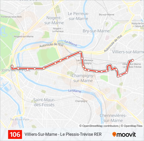 106 bus Line Map