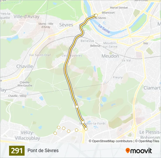 291 Bus Line Map