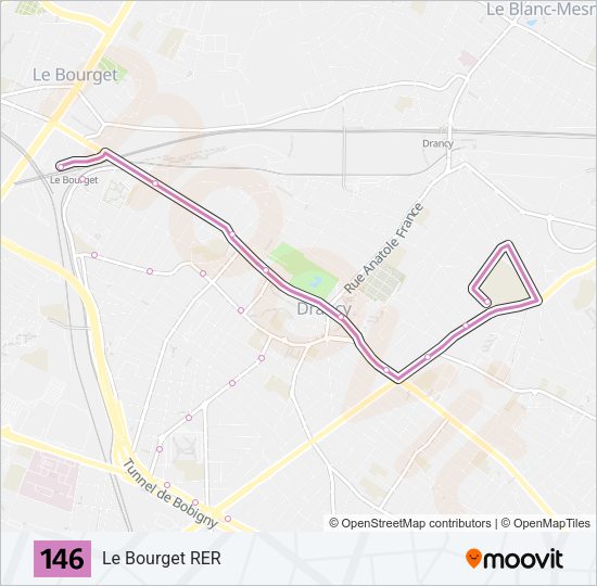 Plan de la ligne 146 de bus